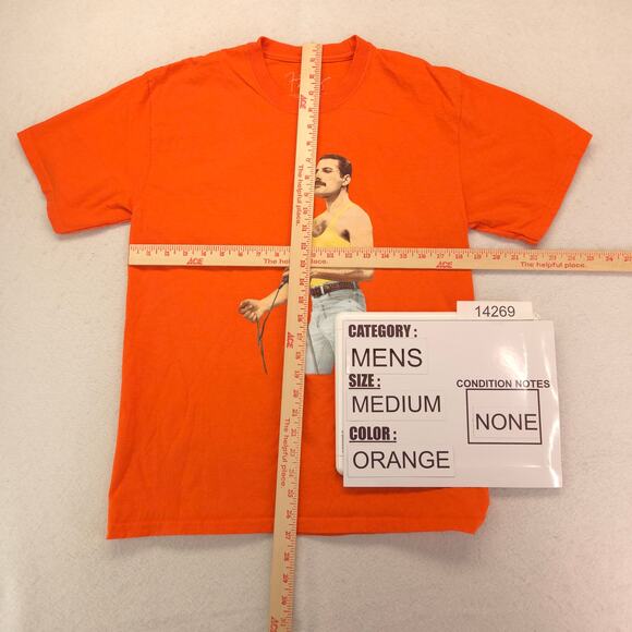 Queen Band Crew Neck Graphic Short Sleeve T Shirt Mens Size Medium M Orange - Picture 5 of 9